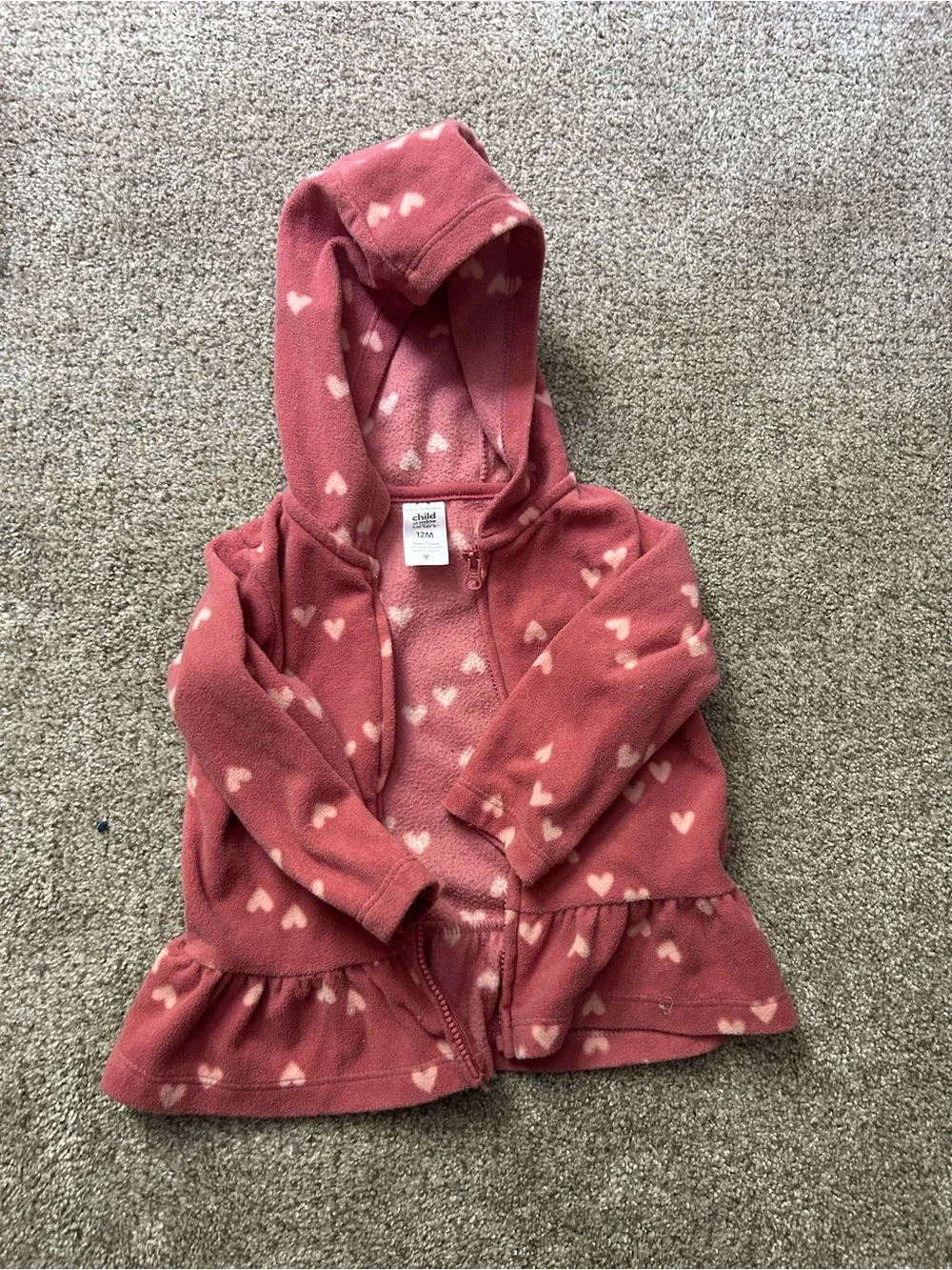 Carter's Heart-Print Hooded Puffer Jacket - Rose Pink